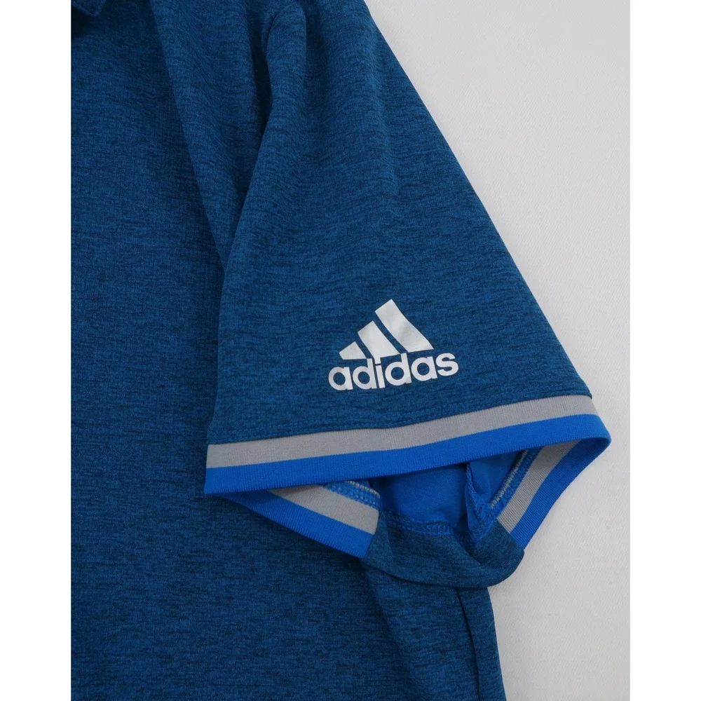 Adidas Climacool‎ Mens Blue Heathered Short Sleeve Golf Polo Shirt